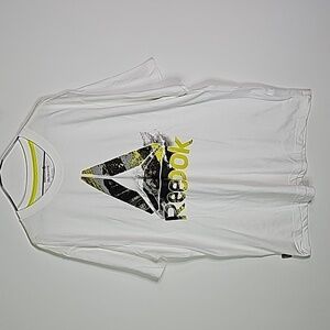 Reebok 2XL white and yellow short sleeve shirt